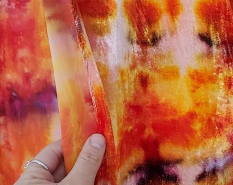 Ice Dyed Velvet Long Silk Scarf - Pink and gold - Hand Dyed Scarf - One of a Kind by Megan Jewel