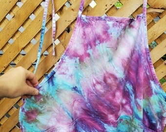 Hand Dyed Apron - One of a Kind - Size Adult Regular - Ice Dyed in New Orleans by Megan Jewel Designs