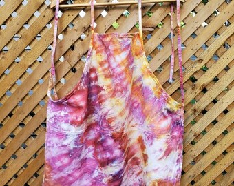 Hand Dyed Apron - One of a Kind - Size Adult Regular - Ice Dyed in New Orleans by Megan Jewel Designs