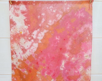 Ice Dyed Medium Square Silk Scarf 30" - Coral and Pink - Hand Dyed Scarf - One of a Kind by Megan Jewel