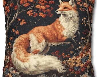 William Morris Fox Pillow: Vintage Cottagecore Home Decor