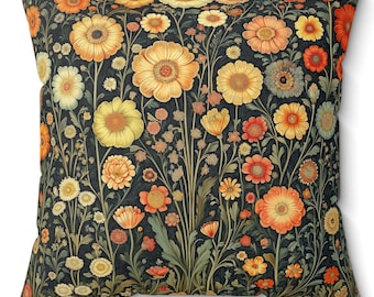 Art Nouveau Wildflower Pillow Cover: Double-Sided Floral Design