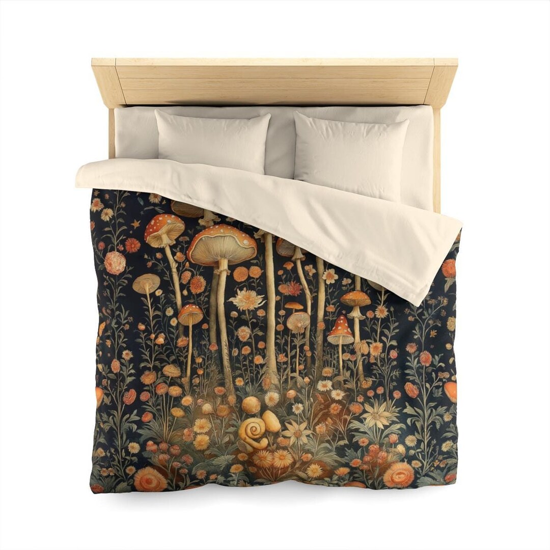 Moody Whimsical Forest Duvet Cover, Dark Floral Bedding, Cottagecore ...