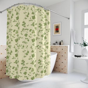 Green Floral Vine Shower Curtain: Elegant Botanical Bathroom Decor