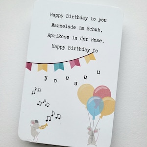 Geburtstagskarte / Marmelade im Schuh / Kindergeburtstag / Geburtstagslied / Glückwunschkarte / Kinderlied / Happy Birthday / Print