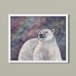 Guardian of the North - Polar Bear - Fine Art Watercolor Print - North Star - Big Dipper