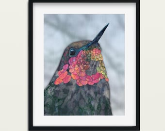 Humming Along - Anna's Hummingbird - Fine Art Watercolor Print
