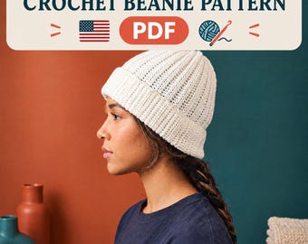 Easy Crochet Beanie Pattern • Chunky Ribbed Winter Hat (PDF Download)