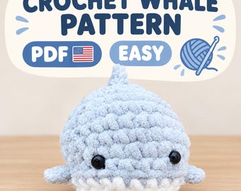 Crochet Whale Plushie Pattern, Ocean Animal Digital Download (PDF)