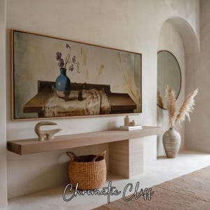 Natura morta vintage con vaso blu e fiori appassiti, stampa di alta qualità per un'eleganza d'interni senza tempo e una decorazione murale sobria.