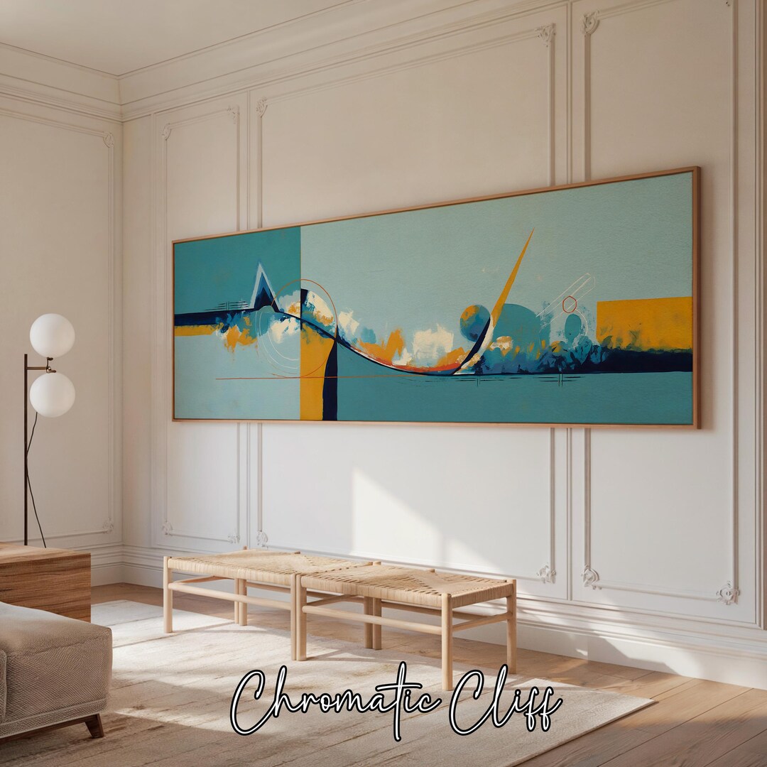 Blue and Yellow Geometric Abstract Wall Art, Premium Print, Modern ...