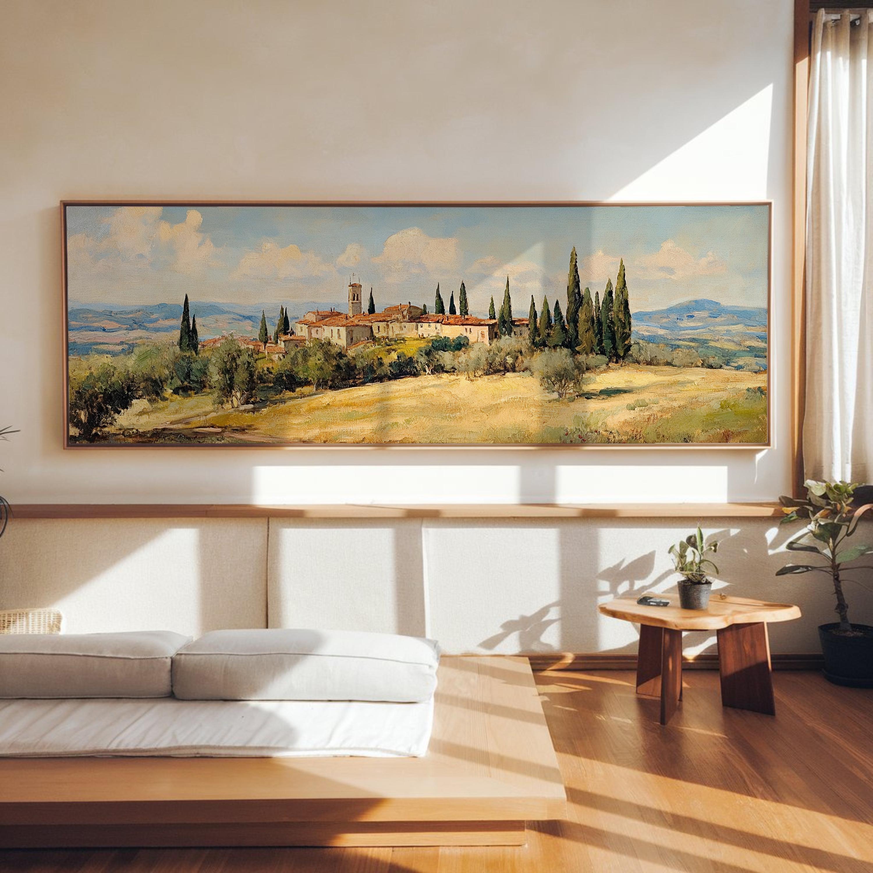 軒瓦 古瓦 モダン アンティーク ヴィンテージ レトロ wall art US Village Landscape View, Vintage Paint, Premium Horizontal