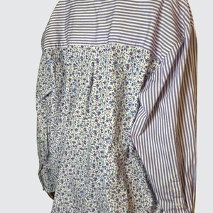 Camisa con botones Avec Les Filles Rayas, Estampado floral Marca Anthropologie imagen 3