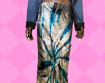 Free People blau grauer Bali Serious Swagger Batik Samt ROCK Gr. M