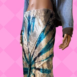 Free People blue gray Bali Serious Swagger tie dye velvet SKIRT size M image 2