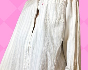 Levi's Hemd vertikal Nadelstreifen Muster Pastell Boyfriend Passform L