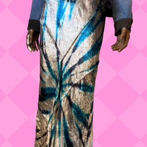 Free People blue gray Bali Serious Swagger tie dye velvet SKIRT size M image 4