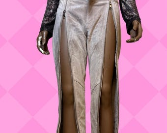 limitierte H & M Wildlederhose 2014 Frühjahrskollektion vintage edgy zipper