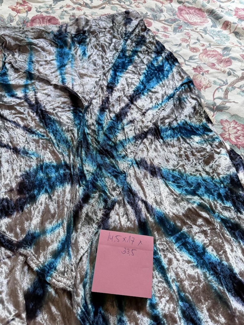 Free People blue gray Bali Serious Swagger tie dye velvet SKIRT size M image 7