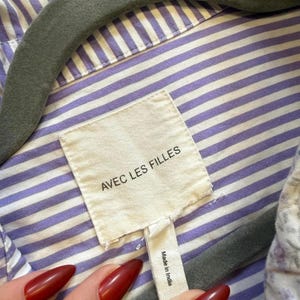 Camisa con botones Avec Les Filles Rayas, Estampado floral Marca Anthropologie imagen 6