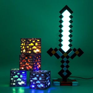 Sound‑Activated Pixel Block Night Light – LED Ore Cube Lamp, 4 Colors, Dorm & Gamer Room Ambient Light