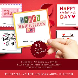 Valentines Day Cards, Printable Valentine&#39;s Cards for Kids, Classroom Valentine Cards, Kids Valentine’s Day Cards for School, Day Care