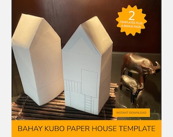 Printable Paper House Template, Bahay Kubo Paper House, Filipino Craft, Filipino Party Activity, DIY Foldable Paper House, Instant Download