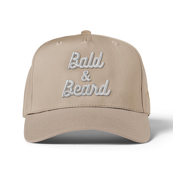 Bald & Beard Khaki Snapback Hat — Fun Gift for Bald Men with Beards, Dad Gift, Fathers Day