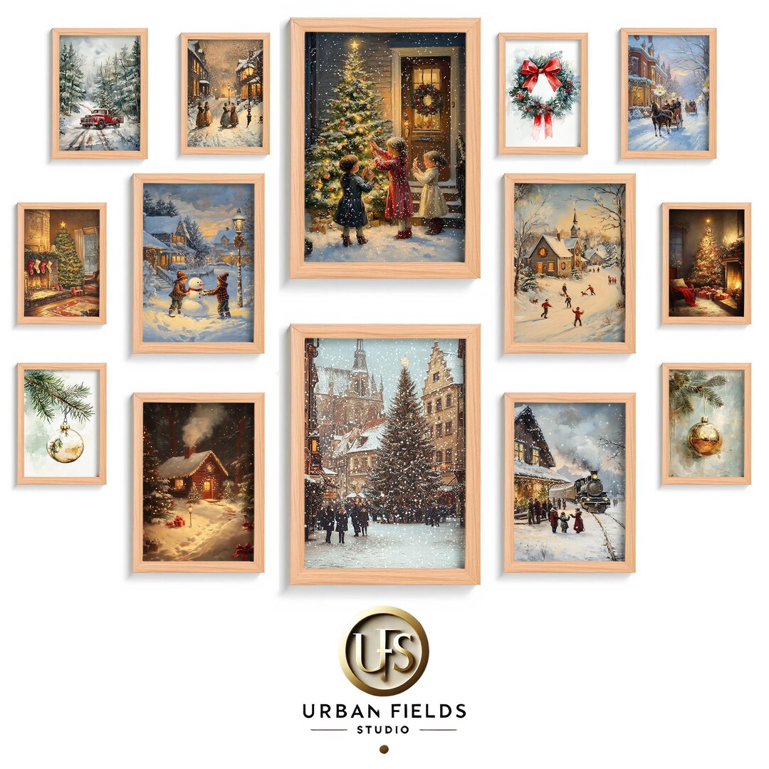 Printable Vintage Winter Christmas Gallery Wall SET of 44 Vintage ...