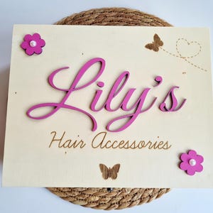 Caixa de armazenamento personalizada para acessórios de cabelo: organizador de lembranças de madeira