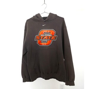 Sudadera con capucha vintage Nike Y2K de la Universidad Estatal de Oklahoma, color negro, talla L, fabricada en EE. UU.