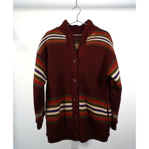 Vintage Fox Run Lined Striped Knitted Cardigan Sweater Multicolor Medium