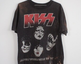 Vintage Style KISS Alive Worldwide Tour T-shirt 1996-1997 Rock