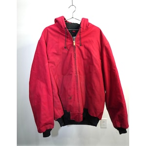 Vintage Carhartt J140 Rot Gesteppte, Flanell-gefütterte Firm Duck Active Jacke XL