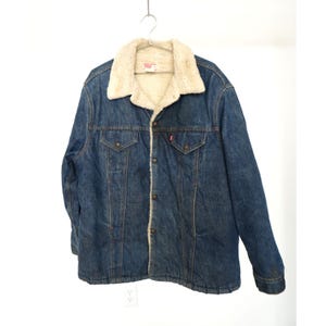 Vintage Levi&#39;s 71605 0217 Sherpa Lined Denim Trucker Jacke Blau Größe 48 Herren