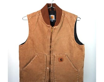 Vintage Faded Black Carhartt Vest - Carhartt Zip up Quilted