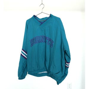 VTG Pro Player NBA Charlotte Hornets Pullover Windbreaker Teal/Purple XL Men&#39;s