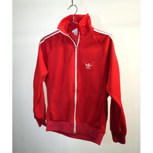 VTG Adidas 3-Striped Trefoil Embroidered Full Zip Track Jacket Red/White Medium