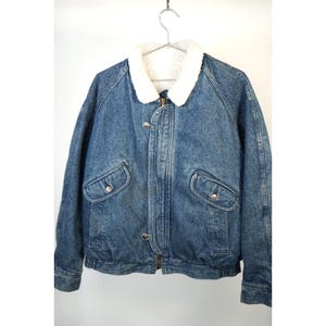 Vintage Levi&#39;s Sherpa Gefüttert Jeans Bomberjacke Blau Medium
