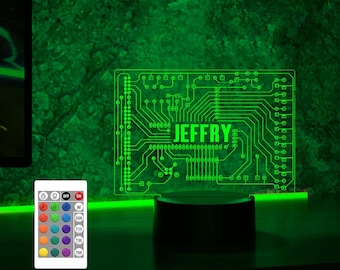 Personalized Computer Geekery night light,IT Tech Support Nerds Geek Lovers Acrylic LED Lamp,Geeky Gift,Christmas Gift,16 Colors Changing