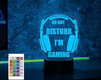 Do Not Disturb 3D Gamer Night Light,headphone Gift for Gamer,Cool LED Light for Gamers,Illuminate Your Gaming Setup,modern gamer gift