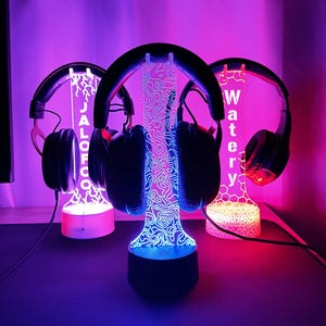 Personalized led Headphone Stand,RGB Headset Holder,Streamer Headset Holder Stand,Gamertag led Light, Headphone Holder,xmas gift for gamers