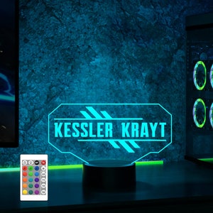 Veilleuse gamertag personnalisée, lumière LED RGB gaming, enseigne lumineuse streamer, cadeau pour joueur vidéo, lumière de jeu, enseigne LED gamer, cadeaux de Noël uniques