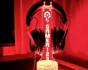 World of Warcraft Horde Personalized Headphone Stand,Gamer Desk Accessory,Headphone Holder,Gaming Setup,Desk Organizer for Gamers,XMas Gifts