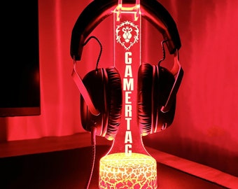 World of Warcraft Alliance Personalized Headphone Stand,wow Desk lamp,Headphone Holder night light,Gaming Setup Organizer,Christmas Gifts