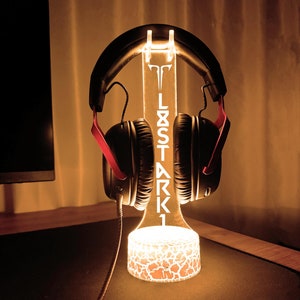 Support pour casque audio personnalisé Arche perdue, cadeau pour gamer, accessoire de bureau pour gamer, support pour casque, configuration de jeu, organiseur de bureau pour gamer, cadeaux de Noël