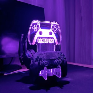 Gaming Controller and Headphone Stand,LED Controller Holder,Headset Gaming Station,RGB Headset Holder,Desk Organizer for Gamers,xmas Gift
