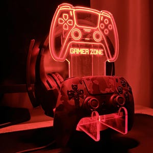 Custom Ps Controller and Headphone Stand,LED Controller Holder,Headset Gaming Station,RGB Headset Holder,Desk Organizer for Gamers,xmas Gift image 3
