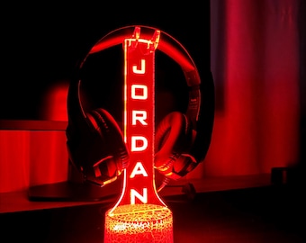 Personalized Led Headphone Holder,headset accessories,gaming headphone stand,gamertag led neon sign,christmas gift for gamer room decor