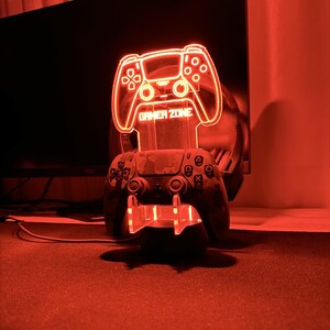 Custom Ps Controller and Headphone Stand,LED Controller Holder,Headset Gaming Station,RGB Headset Holder,Desk Organizer for Gamers,xmas Gift image 7